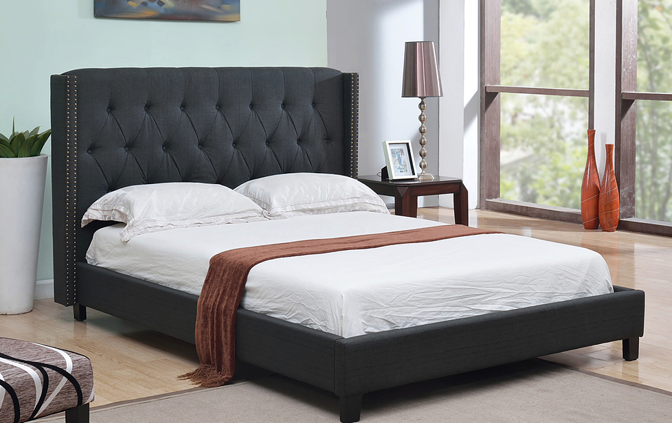 Charcoal linen bed
