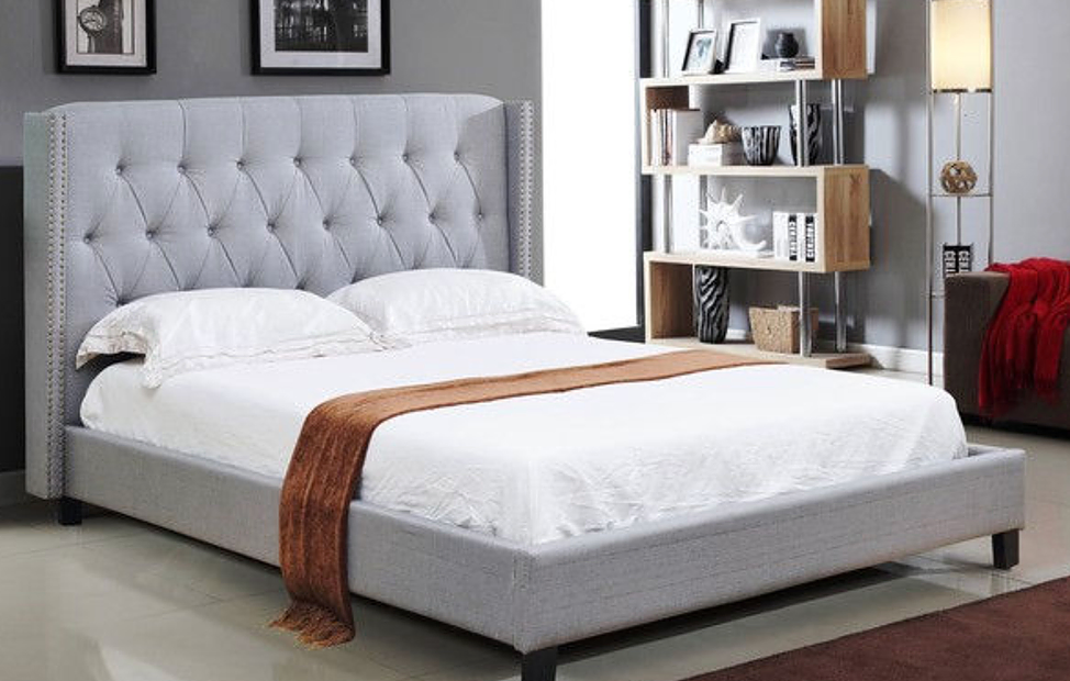 Light grey linen bed