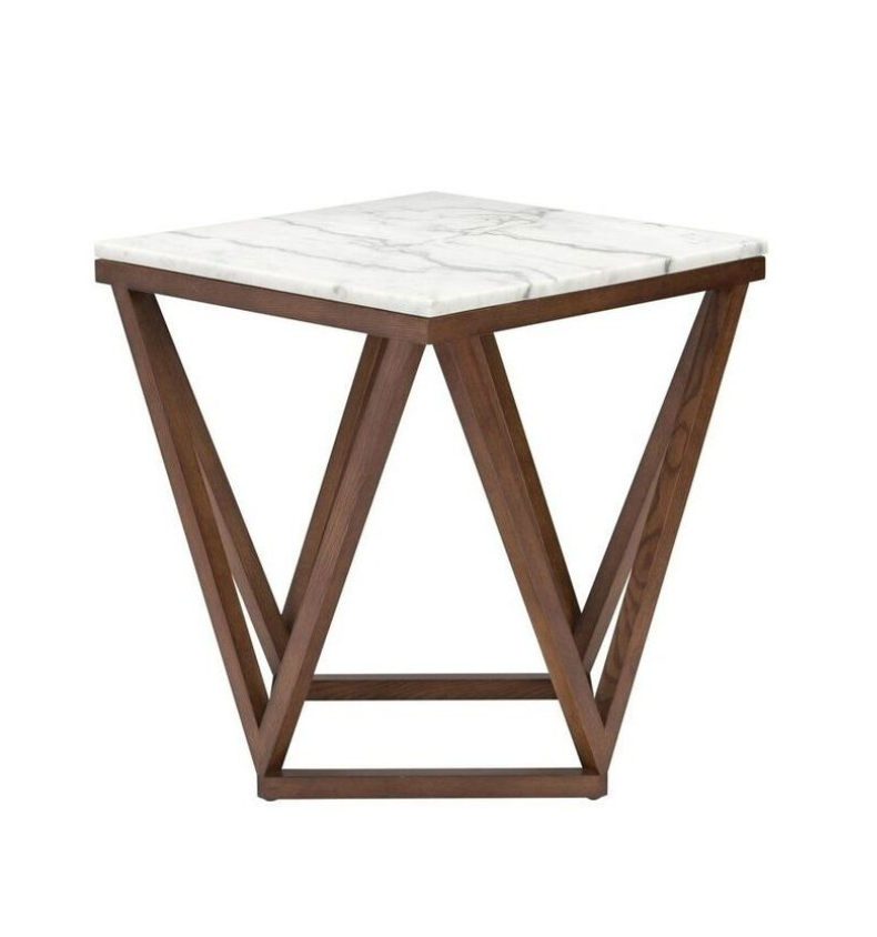 Marble and wood side table